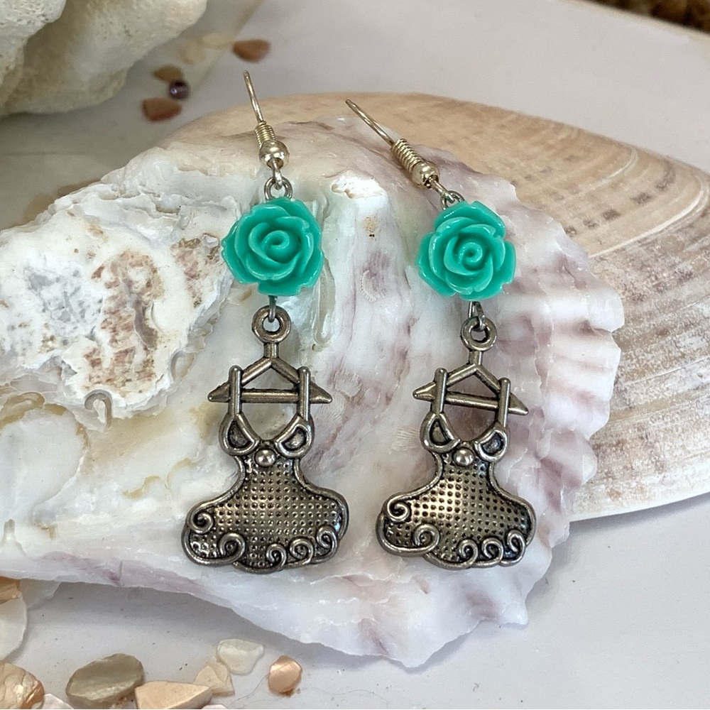 Boho Aqua Floral Unmentionables Earrings